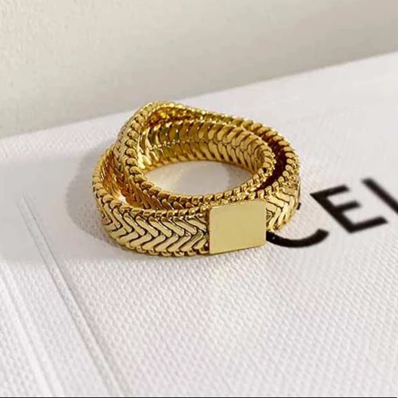💛18K gold plated flat chain statement ring - Picture 11 of 12